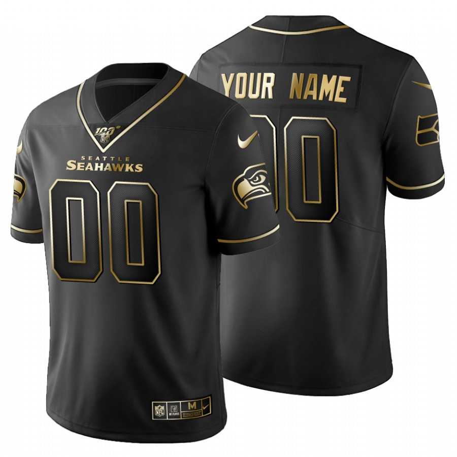 Customized Men's Nike Seahawks Black Golden Limited NFL 100th Season Jersey,We sell and wholesale Customized Men's Nike Seahawks Black Golden Limited NFL 100th Season Jersey on line form chian!